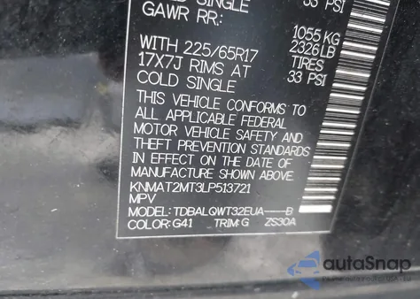 2020 Nissan Rogue Sv Fwd z USA, uszkodzony, nr VIN KNMAT2MT3LP513721